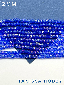 Хрусталь Рондели 2мм, синий АВ, нить. Х188