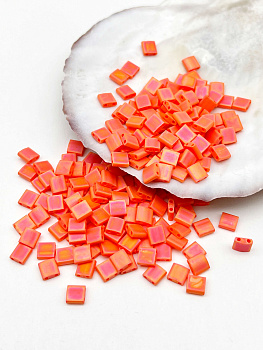 Бисер MIYUKI TILA beads, TL406FR, 5гр, оранжевый непрозрачный матовый АВ. МЮ119