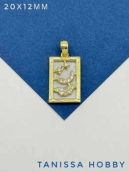 Подвеска карты Таро Луна, белая, позолота, Р431