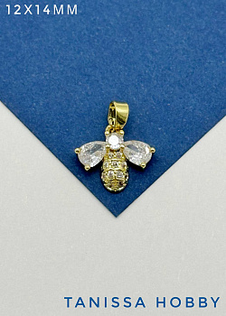 Подвеска пчела с фианитами, позолота, Р612