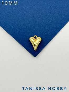 Подвеска вытянутое сердце, 10мм, позолота, Ю131