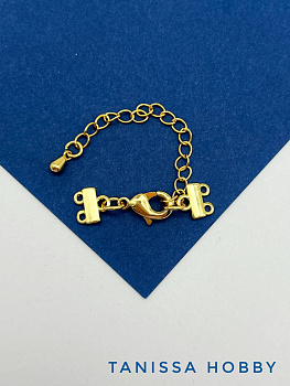 Карабин с коннекторами на 2 нити, позолота, К204