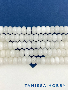 Халцедон белый, бусины кукуруза рондель, 5х8мм, 1/2 нити, Б193