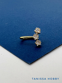 Кафф с фианитами звезды, позолота, У008