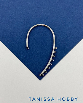 Кафф моносерьга с петельками, Категория В, родий, У074