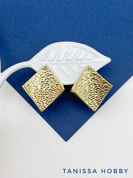 Швензы английский замок, ромб, мятый металл, позолота, ШВ134