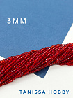 Шпинель синтетическая красная 3мм, нить, Б236
