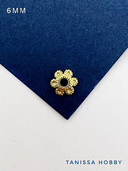 Шапочка для бусин цветок, 6мм, позолота, ШТУКА, К904