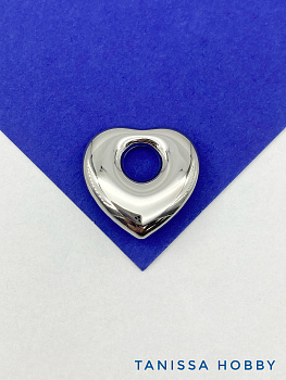 Подвеска бублик объемное сердце, 28мм, сталь, Ш406