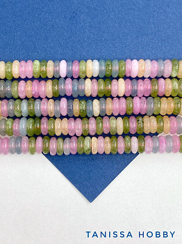 Халцедон цветной микс, бусины кукуруза рондель, 2х6мм, 1/2 нити, Б224