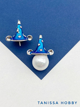 Подвеска шляпа медвежонок для вклейки, 17мм, родий, В405