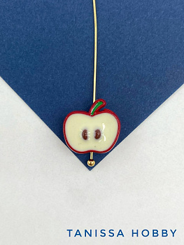 Бусина красное яблоко, 12мм, эмаль, Х270