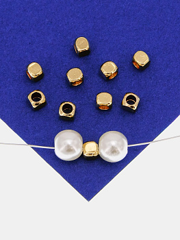 Разделительные бусины, куб, 3мм, позолота, 10 шт, РА122