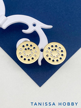 Швензы пусеты 12мм с отверстиями, основы для плетения, позолота, Е822