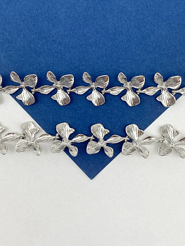 Цепочка объемная, цветок, 20х18мм, родий, 50см, СН274