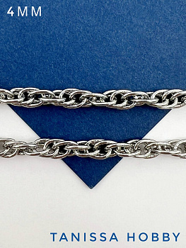 Цепочка кордовая 4мм, 50см, родий, СН232