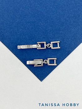 Карабин замок застежка, прямоугольный, 20х5мм, родий, КР030