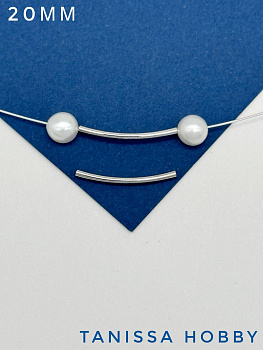 Бусина разделительная трубочка, 20х1,5мм, Категория B, родий, К703