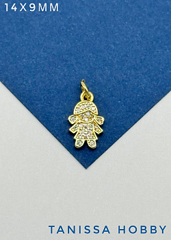 Подвеска девочка, человек, позолота, Р610