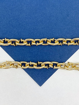 Цепочка якорная овалы, гвоздь, 12х8мм, позолота, 50см, СН273