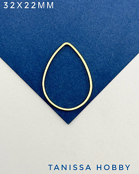 Подвеска коннектор капля, 32х22мм, позолота, Ю434