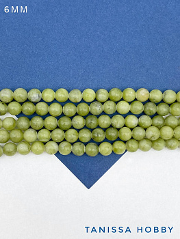 Нефрит имитация, бусины круглые 6мм, нить, Б259