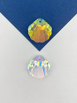 Подвеска ракушка, интерьерный кристалл, прозрачный АВ, 30мм, хрусталь, ЛС113