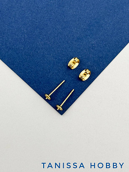 Швензы пусеты основы для вклейки 4мм, позолота, ПАРА, Е314