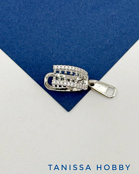 Кафф молния с замочком, родий, Е228