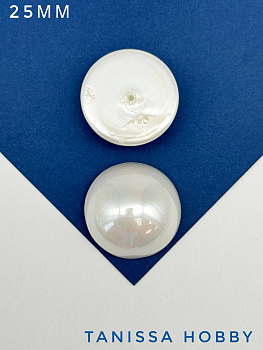 Жемчуг Майорка, полусфера 25мм, для вклейки, белый радужный, МА143