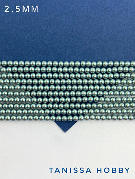 Жемчуг Майорка, круглый, 2,5мм, зеленый, Iridescent Green, нить, МА240