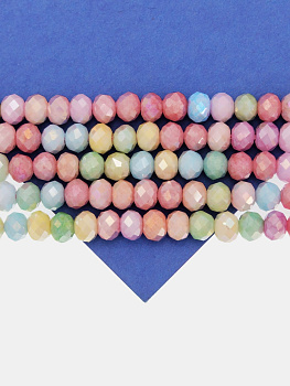 Хрусталь Рондели 6мм, цветной микс АВ шайн, нить, Х509