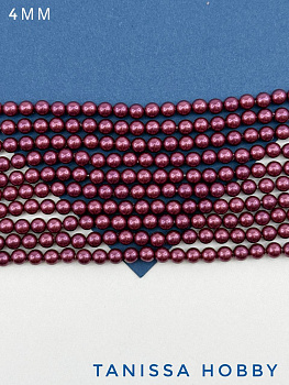 Жемчуг Майорка, бордовый, Burgundy, 4мм, нить, МА212