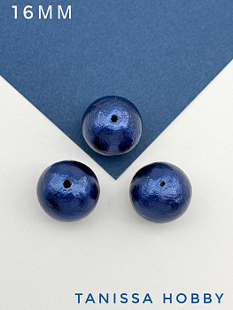 Хлопковый жемчуг 16мм, синий, Япония, ЖХ78