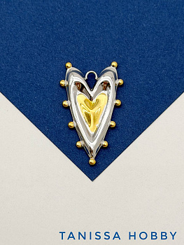 Подвеска сердце, биколор, сталь, позолота, Ш524