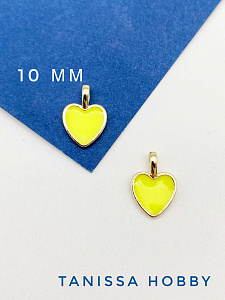 Подвеска кулон сердце желтая эмаль, позолота, Д805