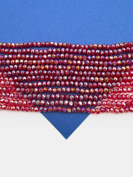 Хрусталь Рондели 2мм, темный красный АВ, нить, Х132