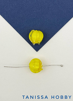 Бусина бутон желтый цветок, лэмпворк, 12мм, штука, Х250