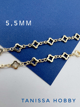 Цепочка клевер 5,5мм, 50см, позолота, СН148