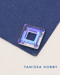 Хрусталь квадрат, бублик, светло-голубой, 14 мм, штука, Х281