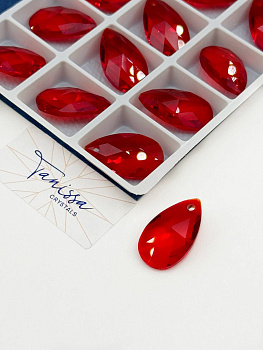 Подвеска кристалл капля, Light Siam, 22мм, Категория В, Tanissa Crystals, СТ515