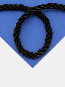 Шнур витой черный 8мм, метр, Ш040