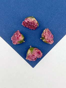 Подвеска цветок, бутон, роза в смоле, розовый, позолота, П210