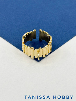 Основа для кольца ребристая с неразъемным колечком, позолота, У007