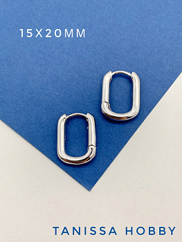 Швензы конго, овалы, бублики 15х20мм, родий, Корея, 972