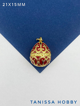 Подвеска пасхальное яйцо Фаберже, эмаль, белый, 21х15мм, позолота, Д170