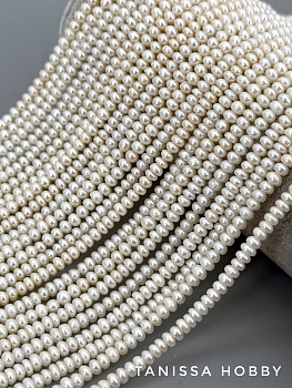 Жемчуг кукуруза, культивированный, АА, 4мм, 3х4мм, 1/2 нити, Ж296