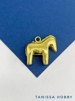 Подвеска лошадь, конь, 28мм, позолота, Д431