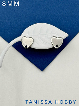 Швензы пусеты сердце 8мм, Категория В, сталь, Ч914