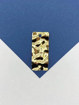 Подвеска прямоугольник, мятый металл, 44х19мм, позолота, Д507